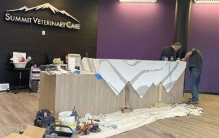 Veterinary practice reception area renovated with updated branding