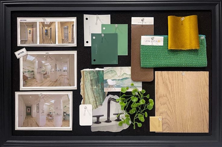 Interior Design Mood board with 3D Renderings
